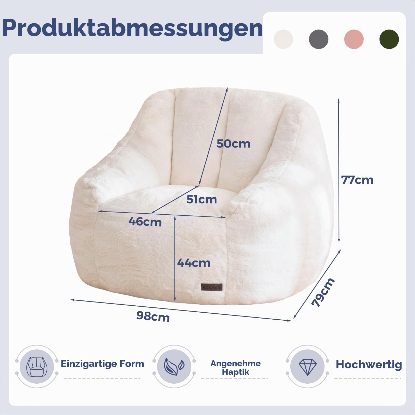 MAXYOYO Sitzsack für Erwachsene und Kinder, weicher Kunstfellbezug, Einzelsitzsack mit Füllung, bequemes Sitzsacksofa mit Rückenlehne, Akzentstuhl, Sessel für Wohn- und Schlafzimmer