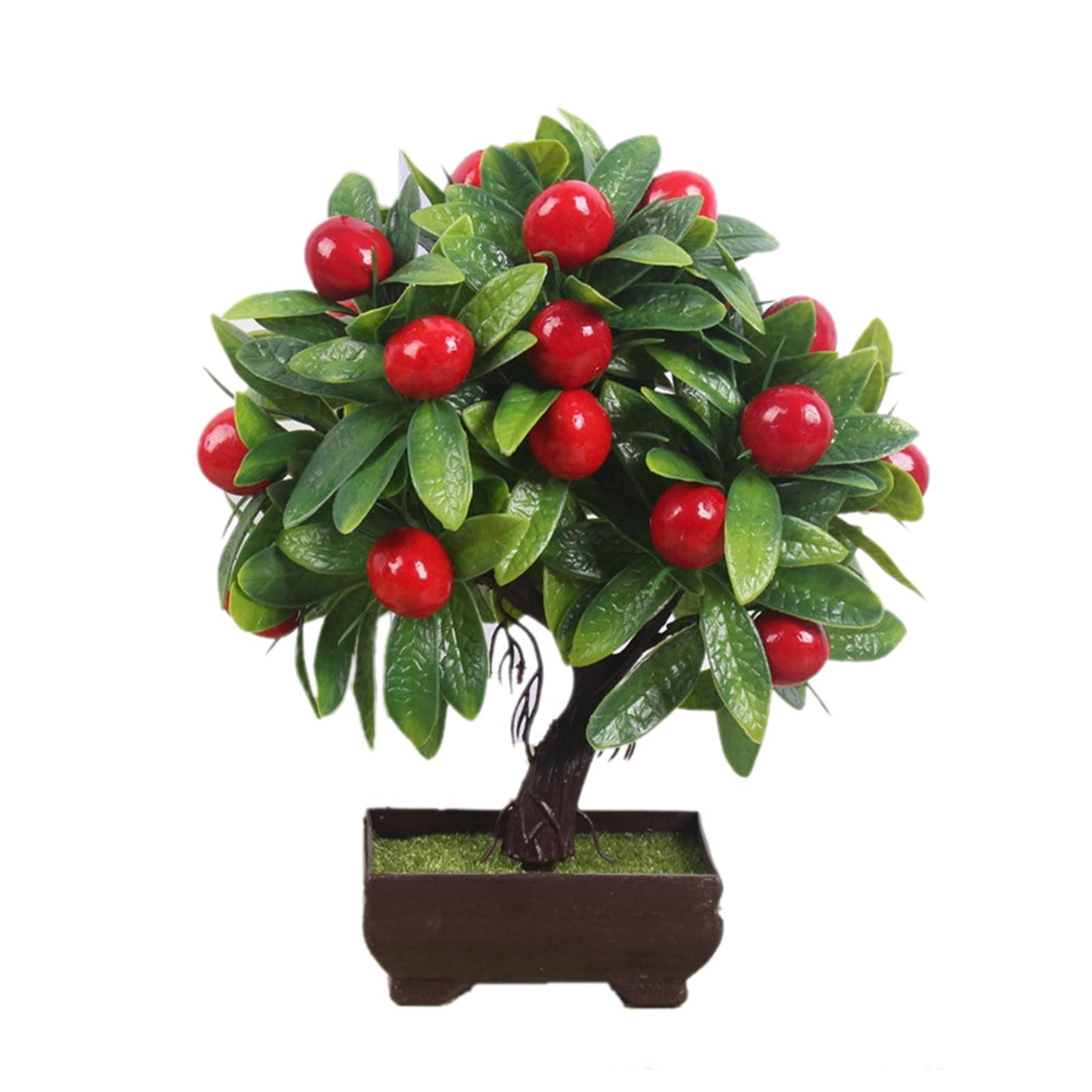HCZKIUJY Artificial Bonsai Tree Artificial Plants Bonsai Orange Peach Fruit Tree Potted for Home Living Room Decoration Flower Set Fake Plant Decoration (H)