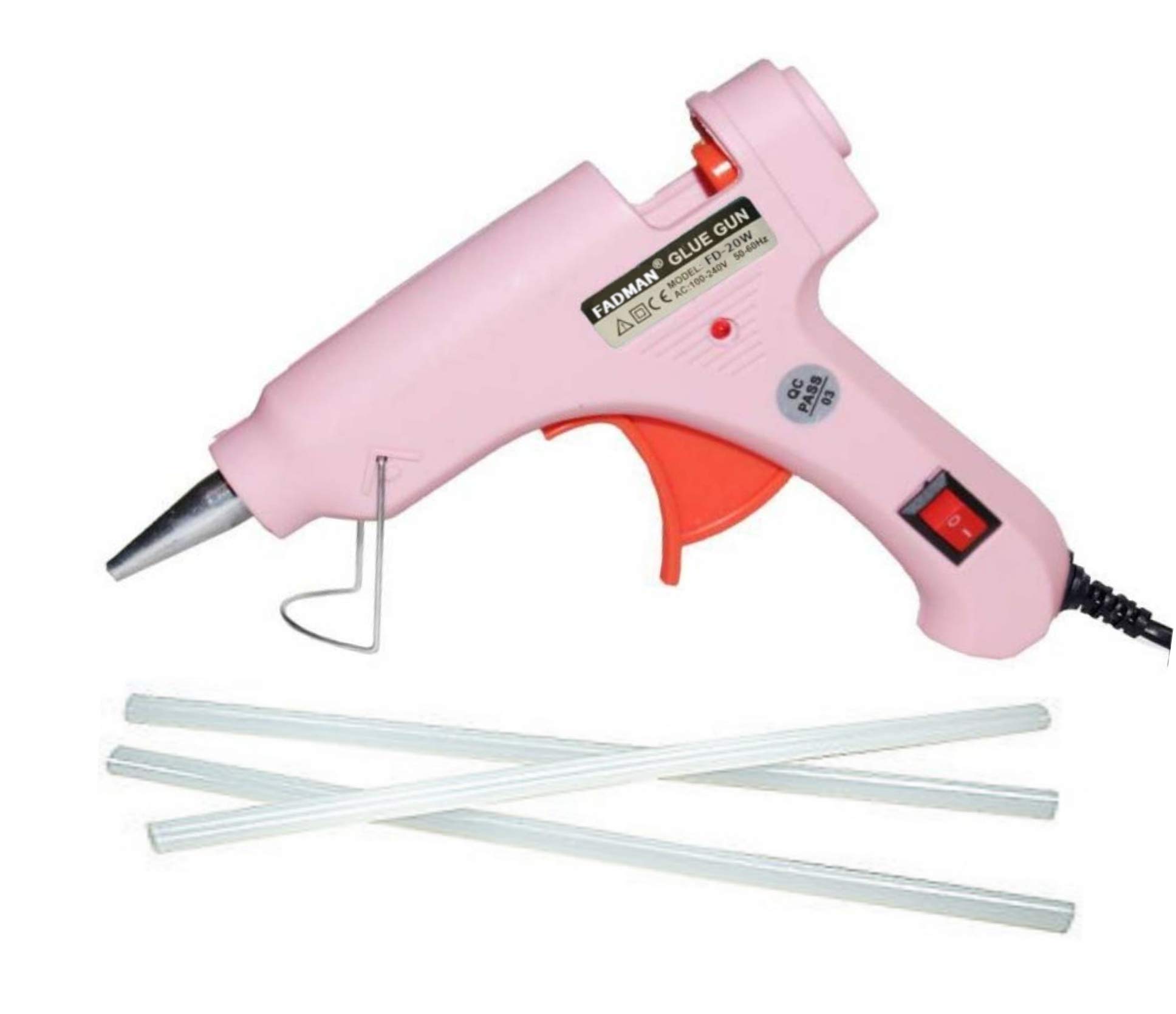 FADMAN MINI 20W HOT MELT GLUE GUN 7MM (ON OFF SWITCH & INDICATOR) (PINK & 3 STICKS)-image-21