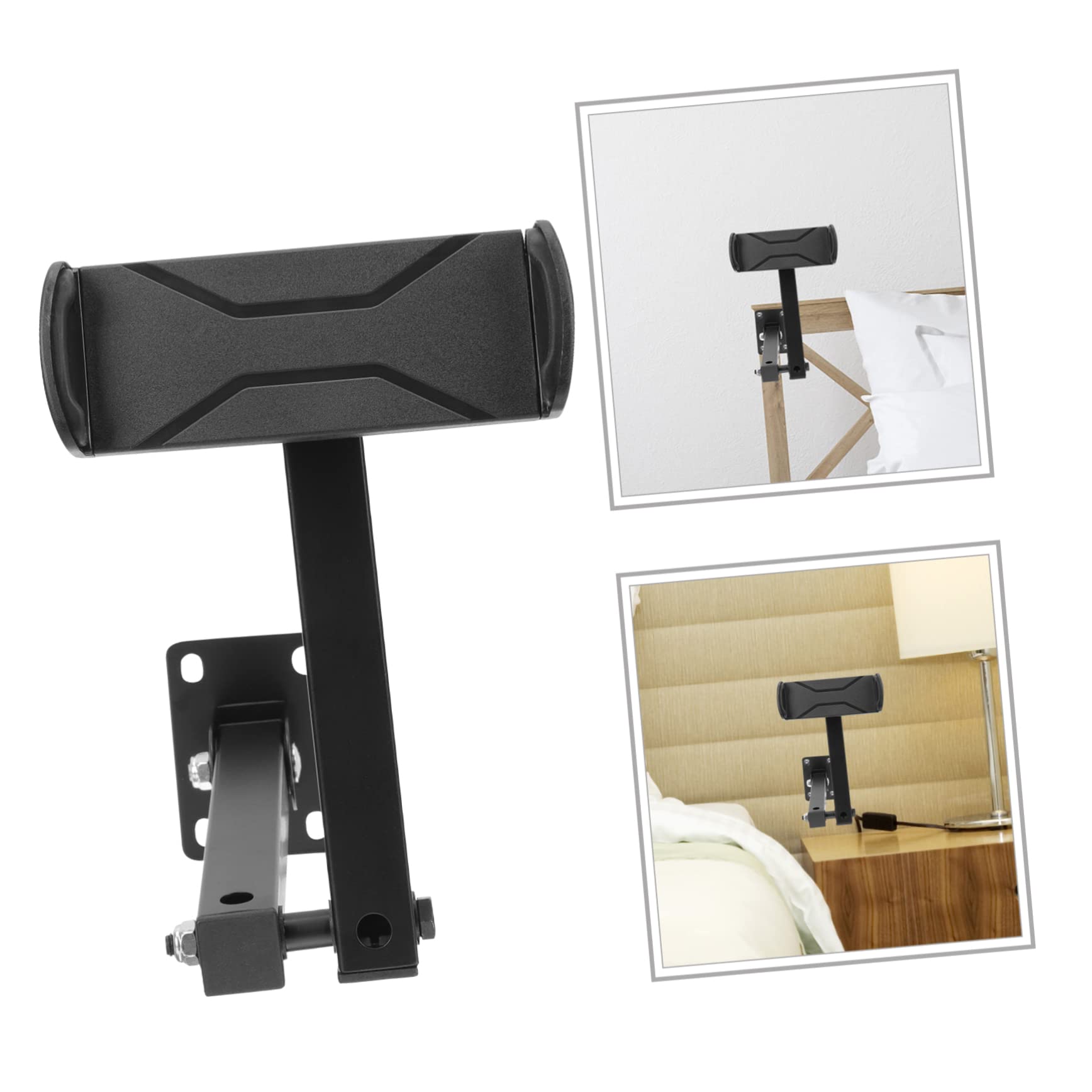 WOONEKY Supporto da Parete per Telefono Clip, Bracci Regolabili | Lega di Alluminio Nera, Sfere Orientabili a 360°, per Webcam e Telefono