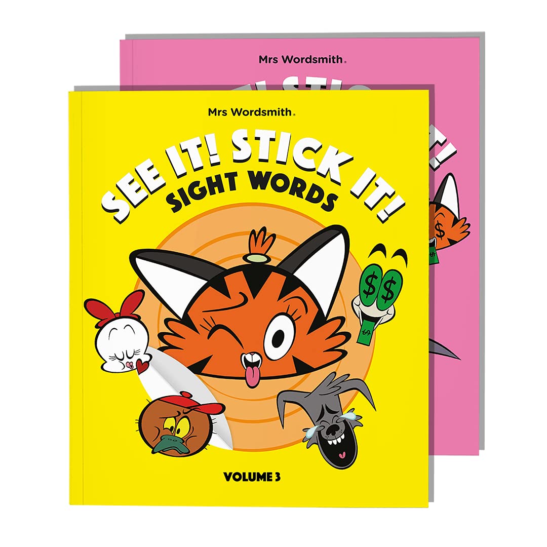 Mrs Wordsmith | See it! Stick it! Sight Words (Volumes 3 & 4) | Illustrated Vocabulary Sticker Book for Kids | Ideal for Ages 4 - 6 | Softcover Sticker Book | 200 Stickers