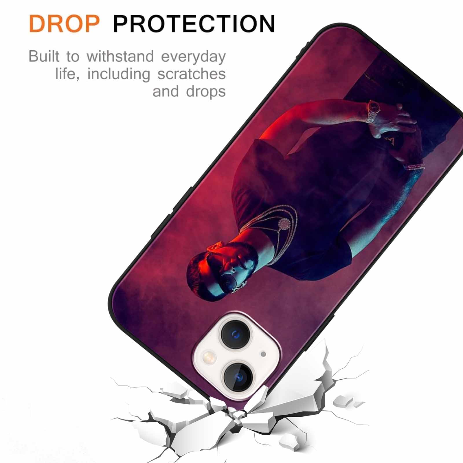 nurkorki [2 pezzi] Custodia per Apple iPhone 15 6,1con Anuel AA,Rapper Pattern Disegni Silicone Antiurto TPU Protettiva Bumper Phone Case per Man,con iPhone 15,Cool 2