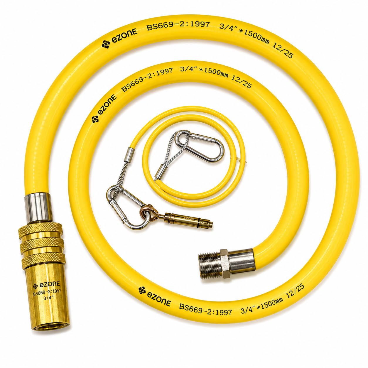 Commercial Catering Gas Hose Quick Release 3/4" x 1.5m Yellow BS669-2 Compliant
