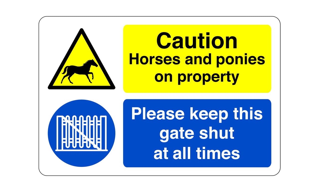 Safety First Display Ltd Yellow Please Keep This Gate Shut At All Times Sign - High Tack Self-Adhesive Sticker (400Mm X 300Mm) Viewing Distance Within 14M.