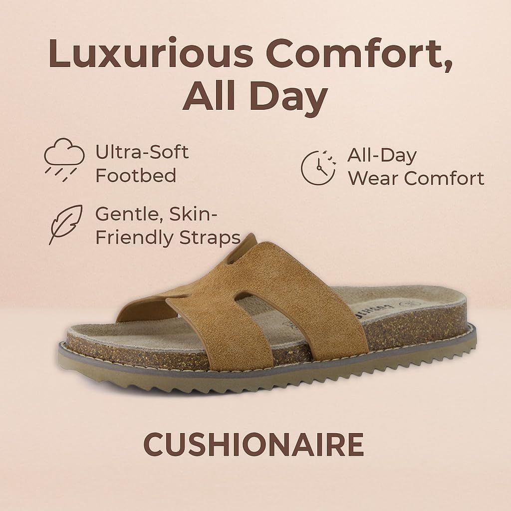 CUSHIONAIRE Women's Wisdom Cutout Leather Slide Sandals - Image 6