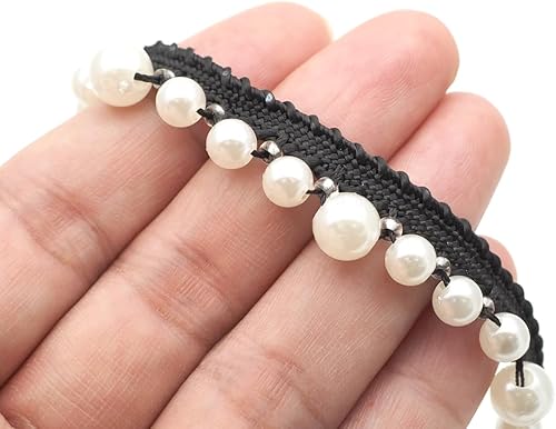 Miniatura 9 de CRAFTMEMORE Cuentas de perlas de imitación borla flecos borde de encaje ribete de cinta adornos tela bordada apliques costura artesanía H103