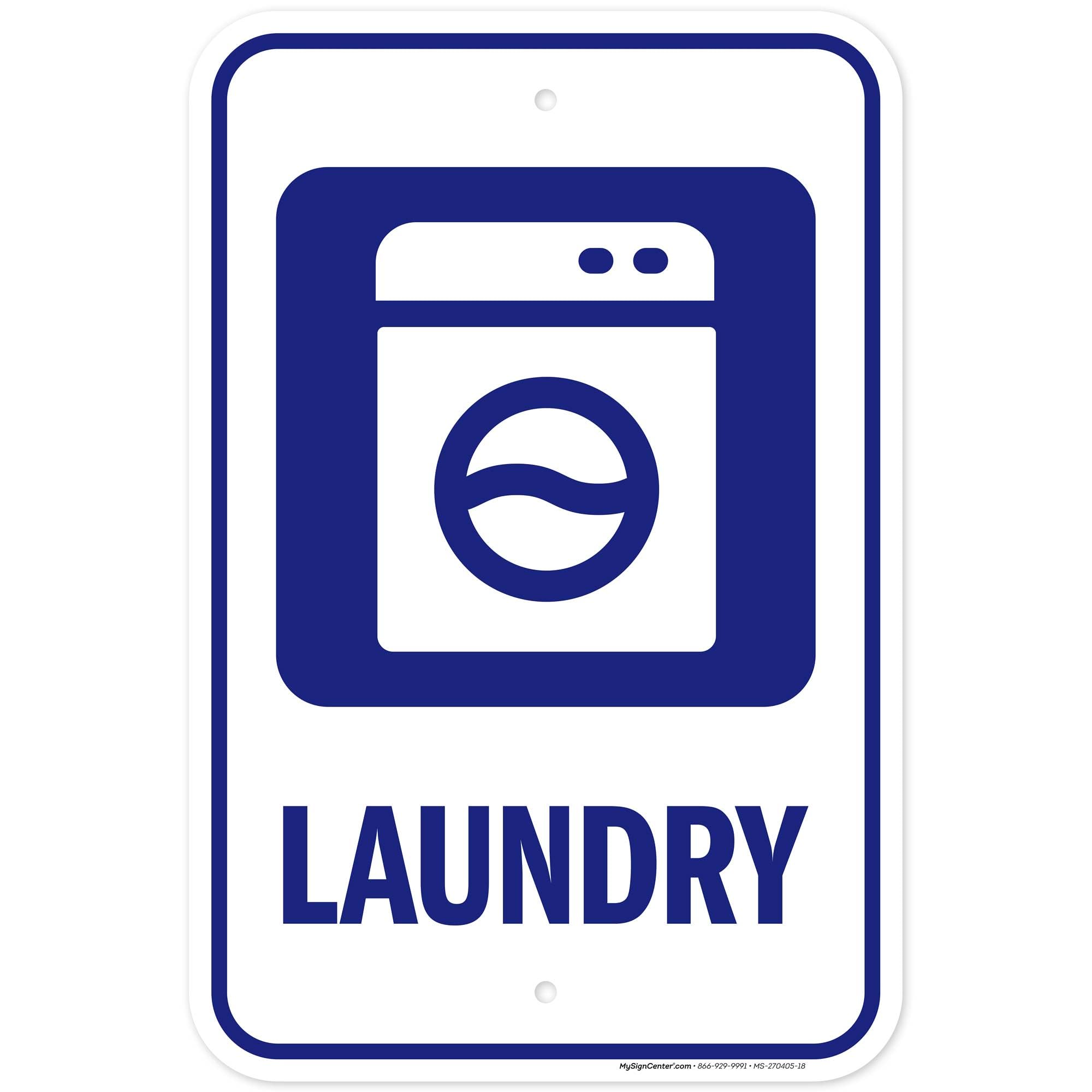 Laundry Area Graphic Identification Sign, Outdoor & Indoor, 12x8 inch