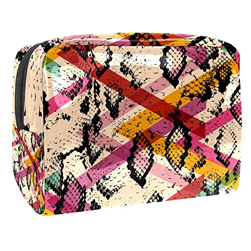 Preisvergleich Produktbild Kosmetiktasche / Kosmetiktasche, Motiv: pinkes Schweinchen in grünem Gassen-Muster, PVC, praktischer Organizer, Reißverschluss, Kulturbeutel für Damen, Reisen, Badezimmer