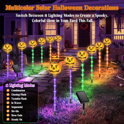 AOUNQ 18.89'' Solar Pumpkin Lights Outdoor Halloween Decorations, 6 Pack - image 6