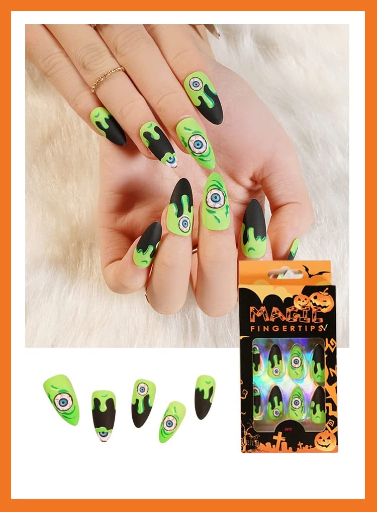 AKAZI Bling Press on Nails, uñas postizas con Acabado Reutilizable de Lujo, Arte de uñas Hecho a Mano con diseño de manicurista con Licencia (K) (L)
