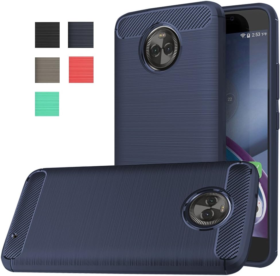 Moto X4 Case, Dretal [Shock Resistant] Flexible Soft TPU Brushed Anti-Fingerprint Full-Body Protective Case Cover for Motorola Moto X4 (2017) (Navy)
