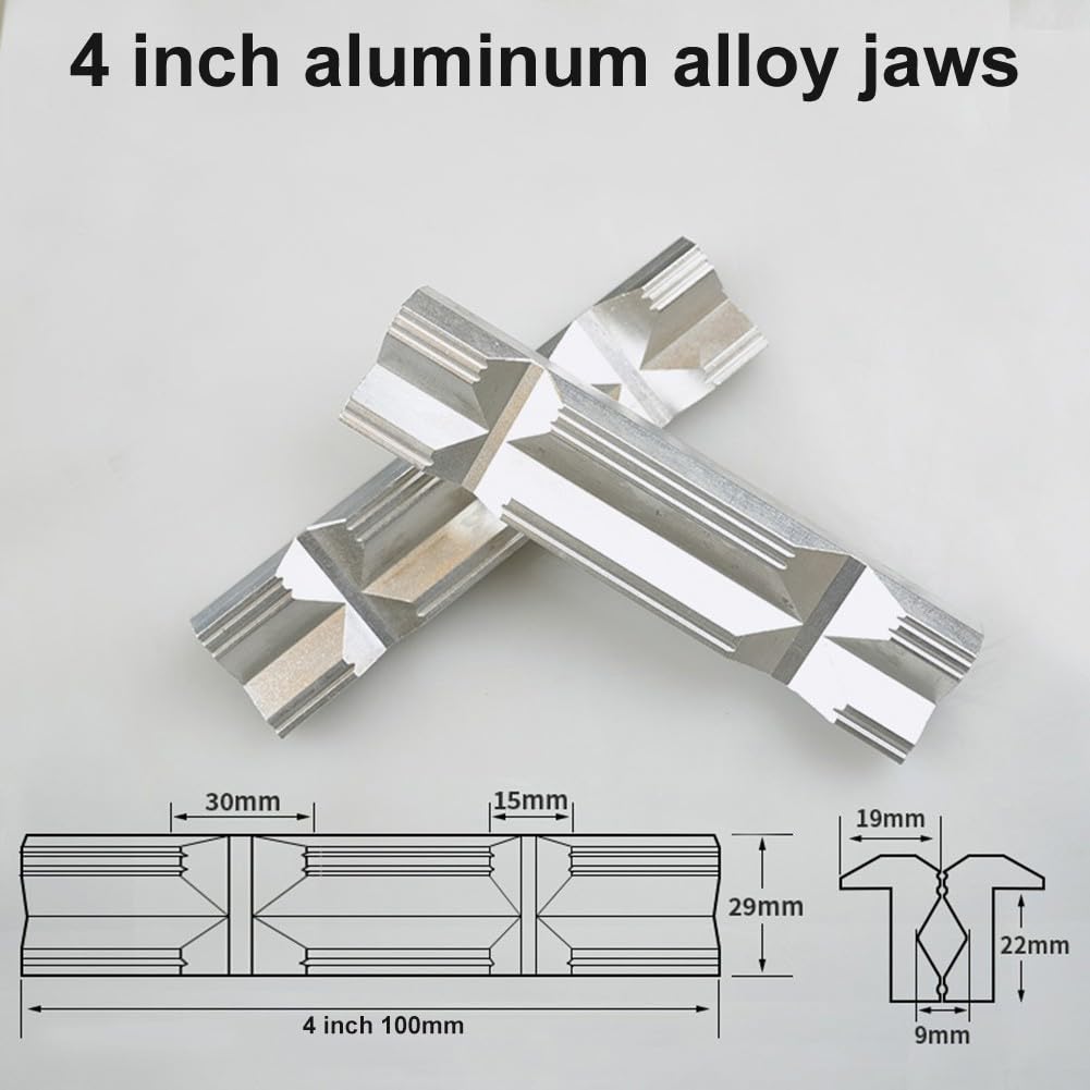 1 paire de mâchoires en alliage d'aluminium de type V, étau en acier de fraisage, mâchoire rigide, clip en V facile à saisir et à installer pour CNC (10,2 cm)