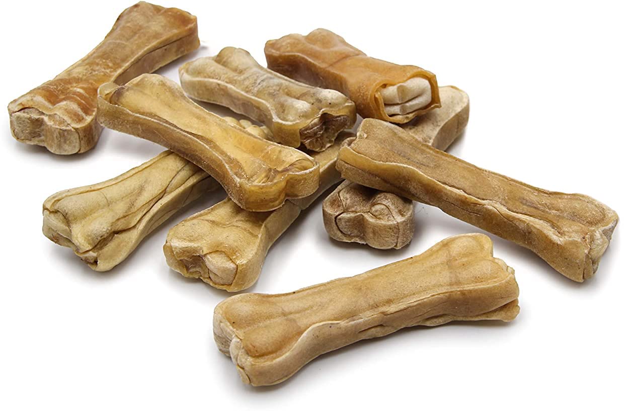 Rawhide Knuckle Bones for Dogs- 100% Natural 4" Long - Perfect for Chewing and Dental Health - Pack of 9