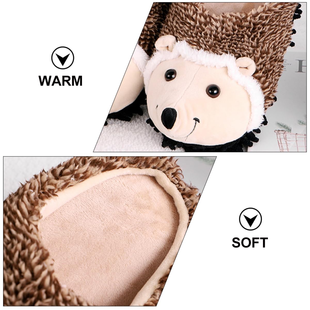 Pantuflas De Erizo Zapatillas De Mujer Personaje Zapatillas De Casa Para Pequeños Felpa Spa Plataforma Chico Interior : Paño Grueso y Suave