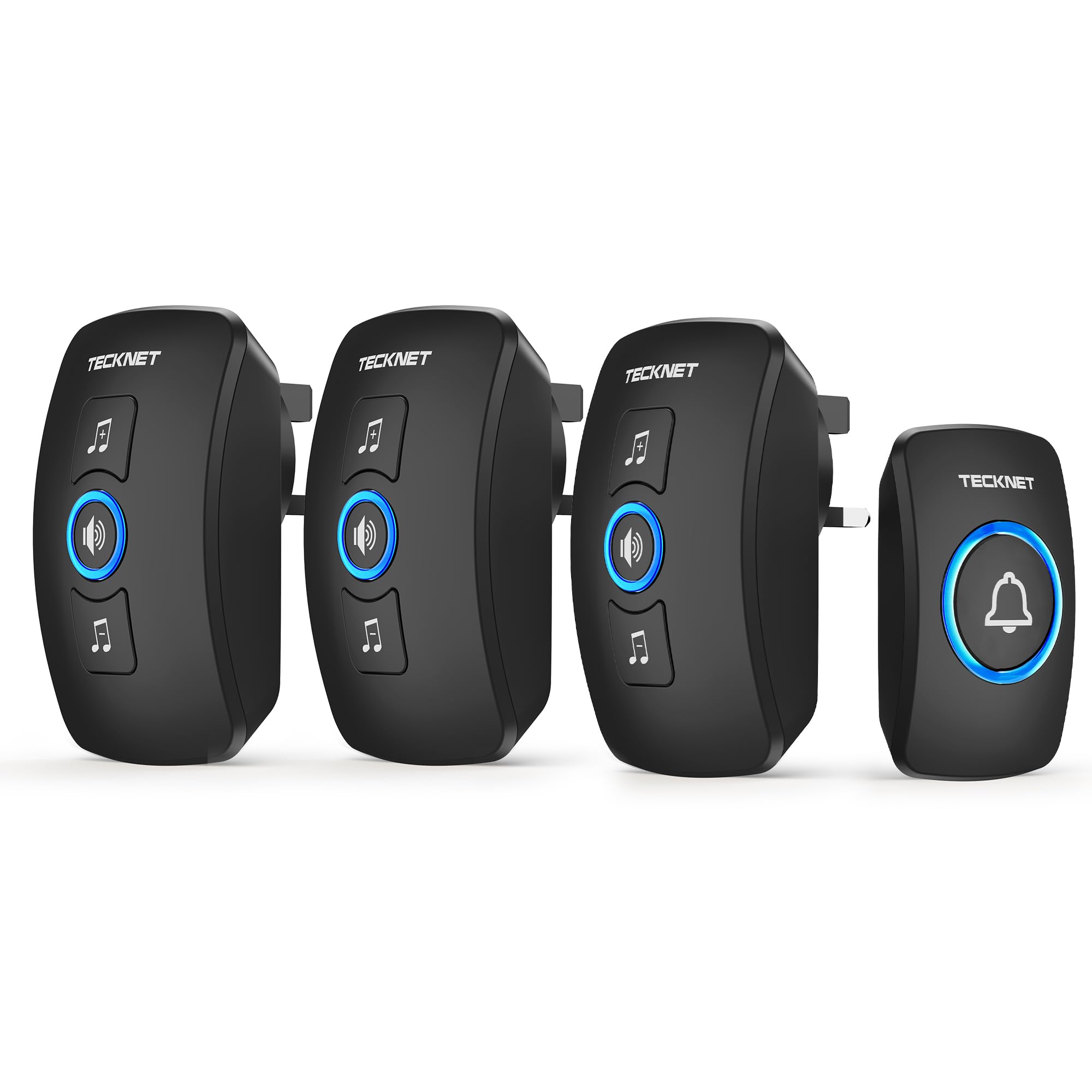 TECKNET Wireless Doorbell with 3 Receivers for Home, Office, Villa, Black