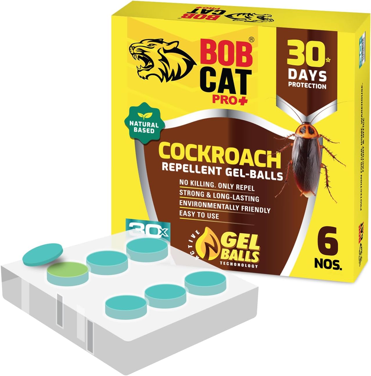 Cockroach Repellent Gel | 100% Herbal & Natural | Most Effective Long-Lasting 30 Days Protection | Strong & Long-Lasting | Eco-Friendly | Easy to Use | For Car, Home, Warehouse, Factory & Office | Pack of 6 | FORMULATION 20X