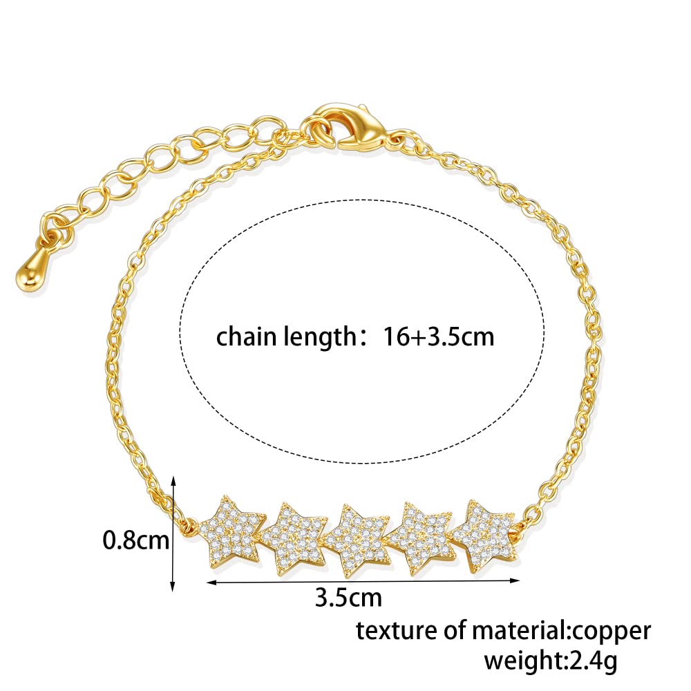 YCTTKDD Braccialetti Bracciale da Donna da Donna Regalo per Ragazze Cubic Zirconia Stelle Multiple Stile Classico alla per Regali di Festa Raffinati