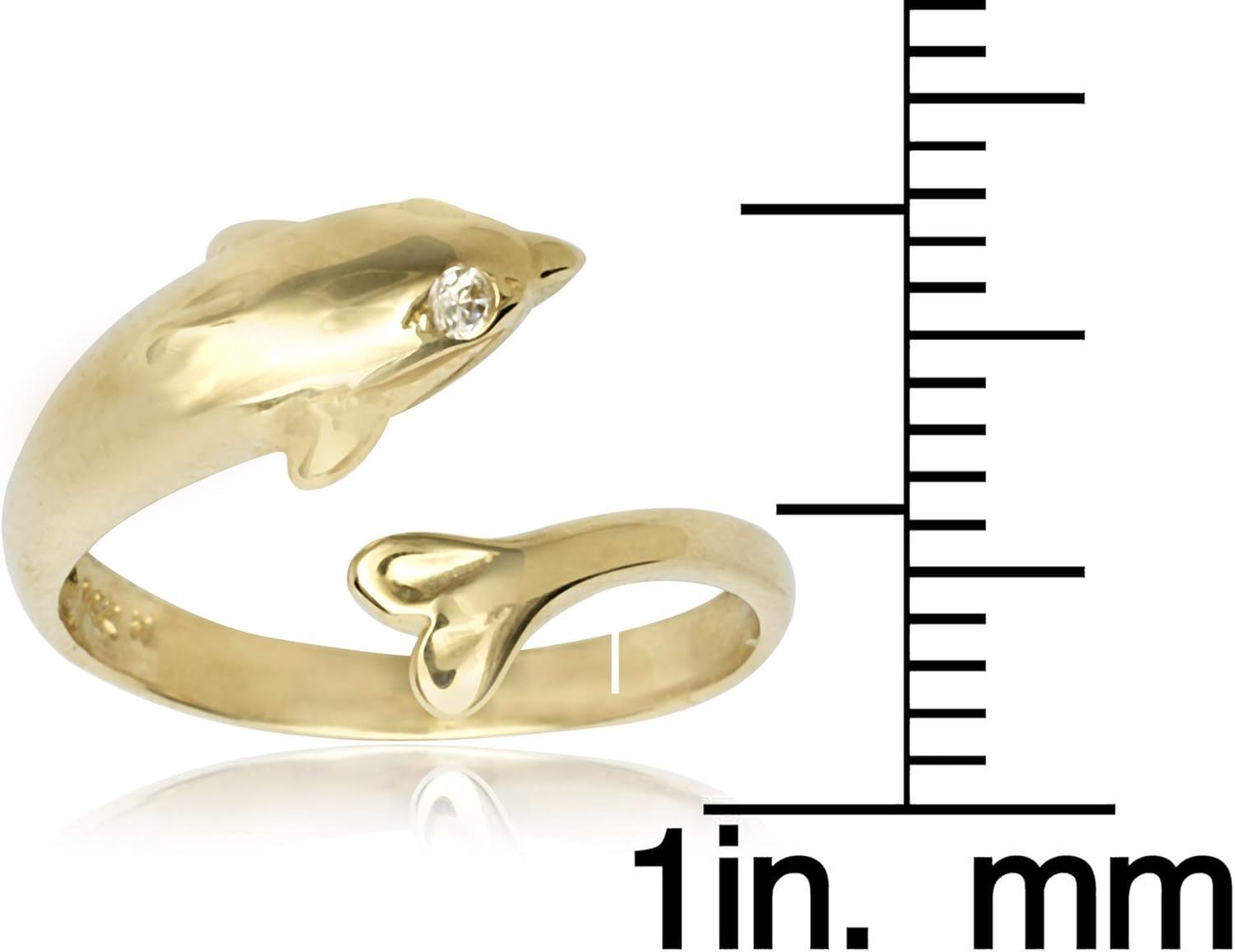 JewelryWeb Solid 10K Yellow or White Gold Adjustable Nautical Dolphin Toe Ring (10mm x 15mm)