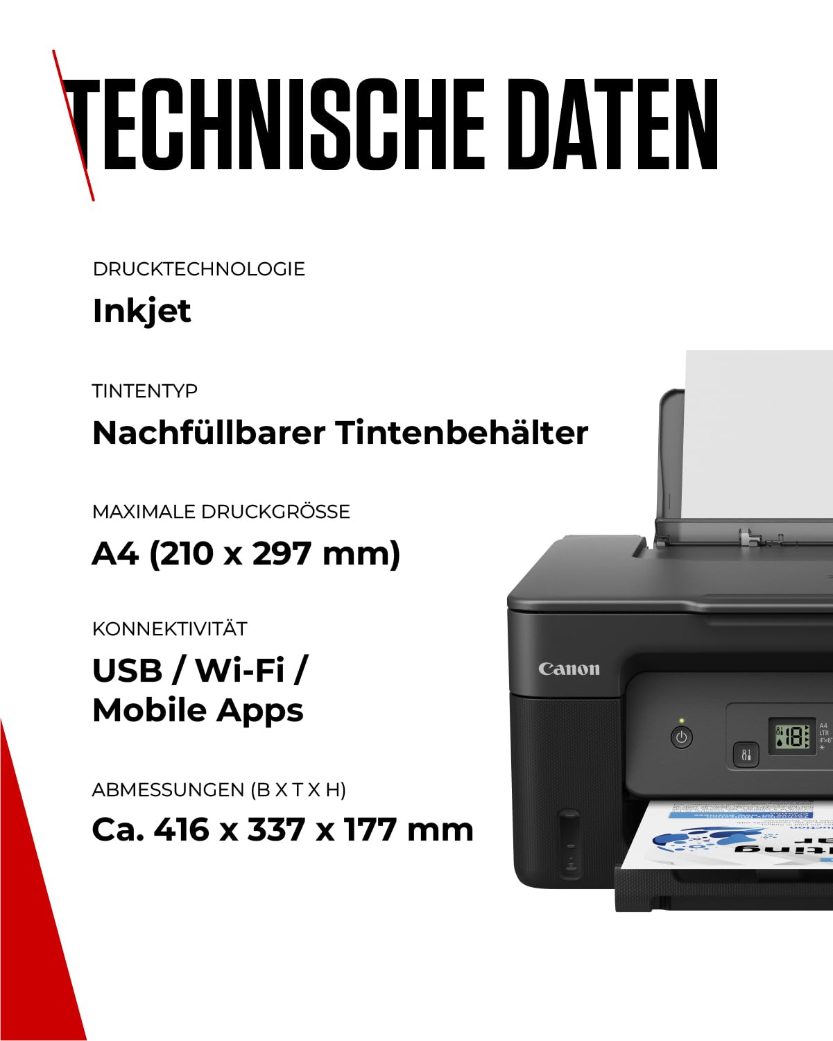 Canon PIXMA G2570 MegaTank 3in1 Multifunktionsgerät Große nachfüllbare Tintenbehälter DIN A4 (Scanner, Kopierer, Drucker, Farbtintenstrahldrucker, USB, LC Display), schwarz/grau