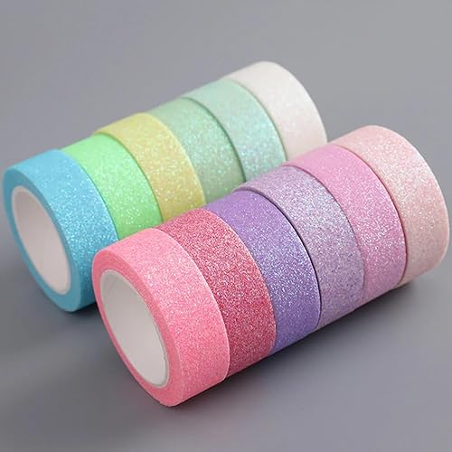 Miniatura 3 de LOGOFUN 12 Rolls Glitter Washi Tape Set Colorful Masking Tape DIY Craft Art Scrapbook Tape 15mm