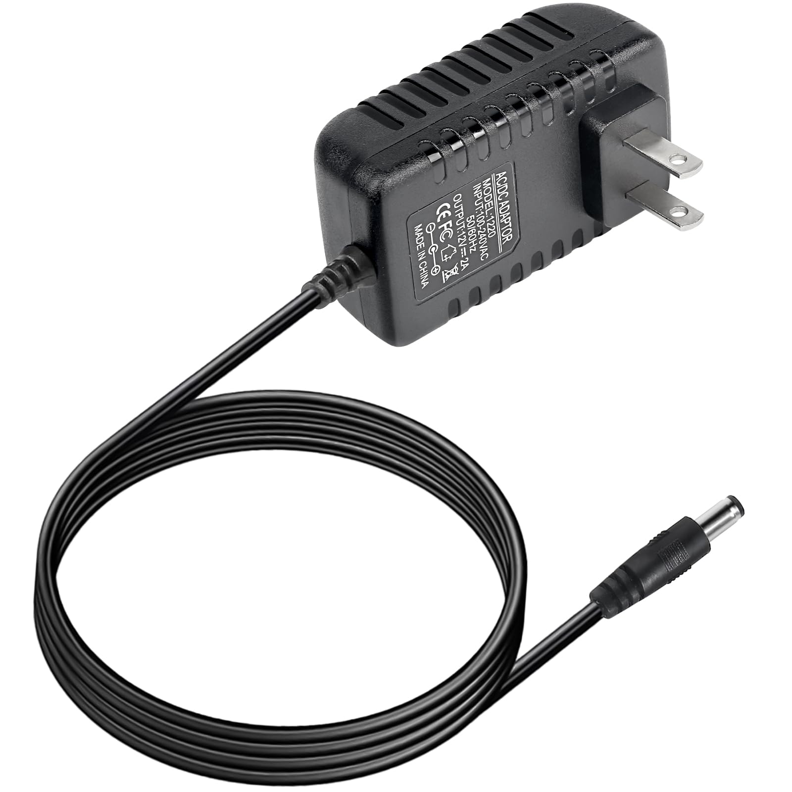 MAD OWL DC Power Supply Adapter, 12V 2A, Black, 5.5 x 2.1mm Center Positive Connector, for Guitar Pedals, Piano Keyboards, Electronic Musical Instruments