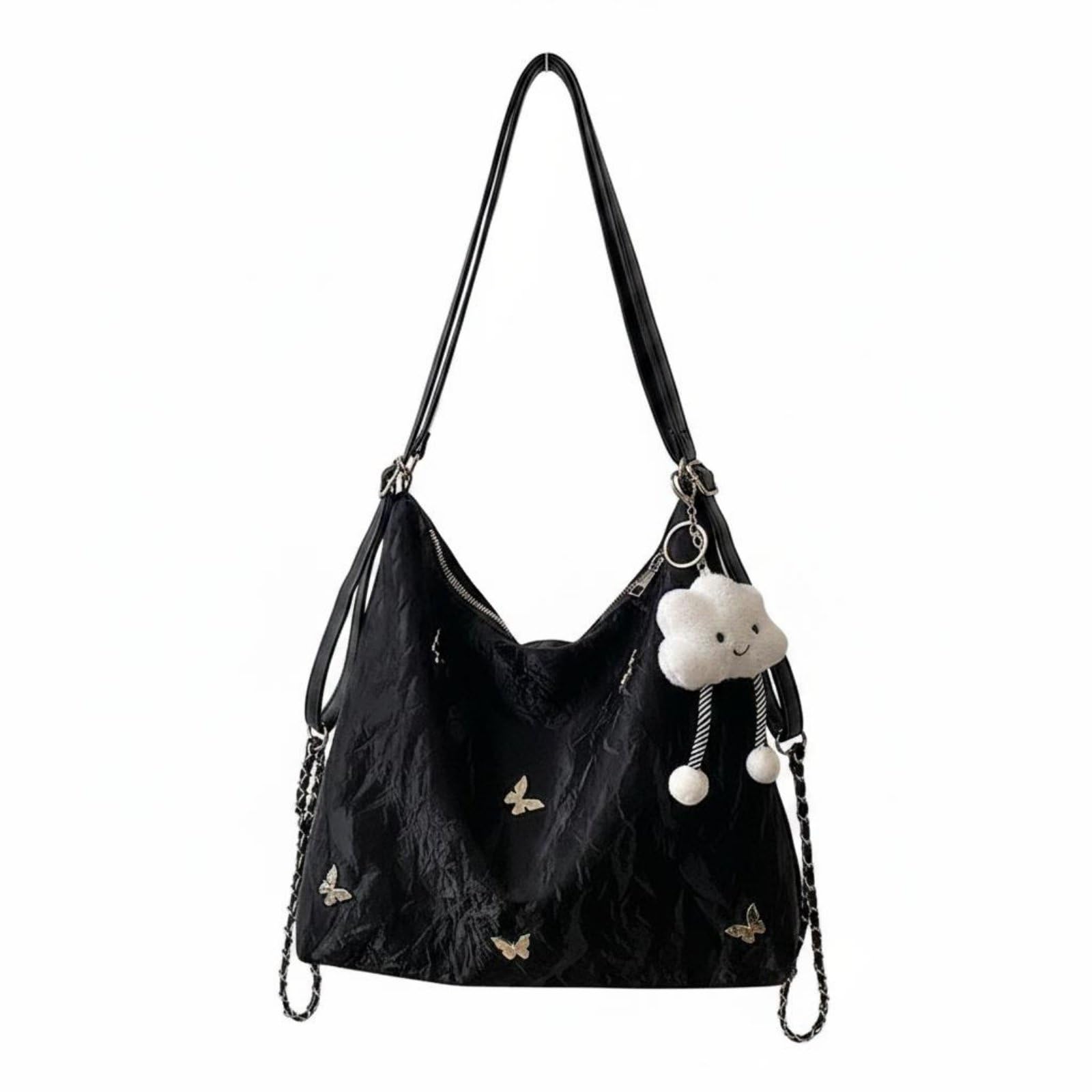Large Capacity Convertible Backpack Bag Multiway Carry Fashion Backpack Purse Long-Lasting Crossbody Bag Adjustable Straps for Women, Commute, Black, with Pendant|Clothing Shoes & Accesso-image-14