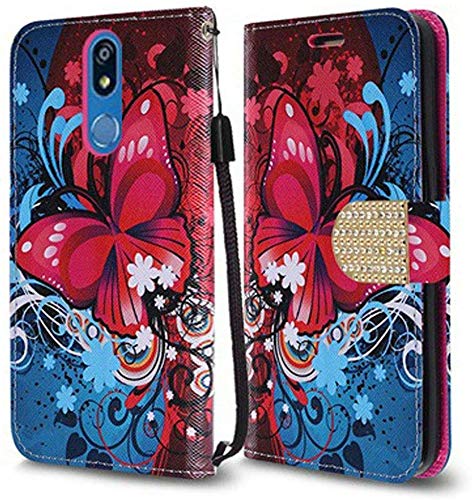 LG K40 Case, LG K12 Plus Case, LG X4 2019 Case, Premium PU Leather Flip Wallet Credit Card Cover Case Accessories (Wallet Butterfly)