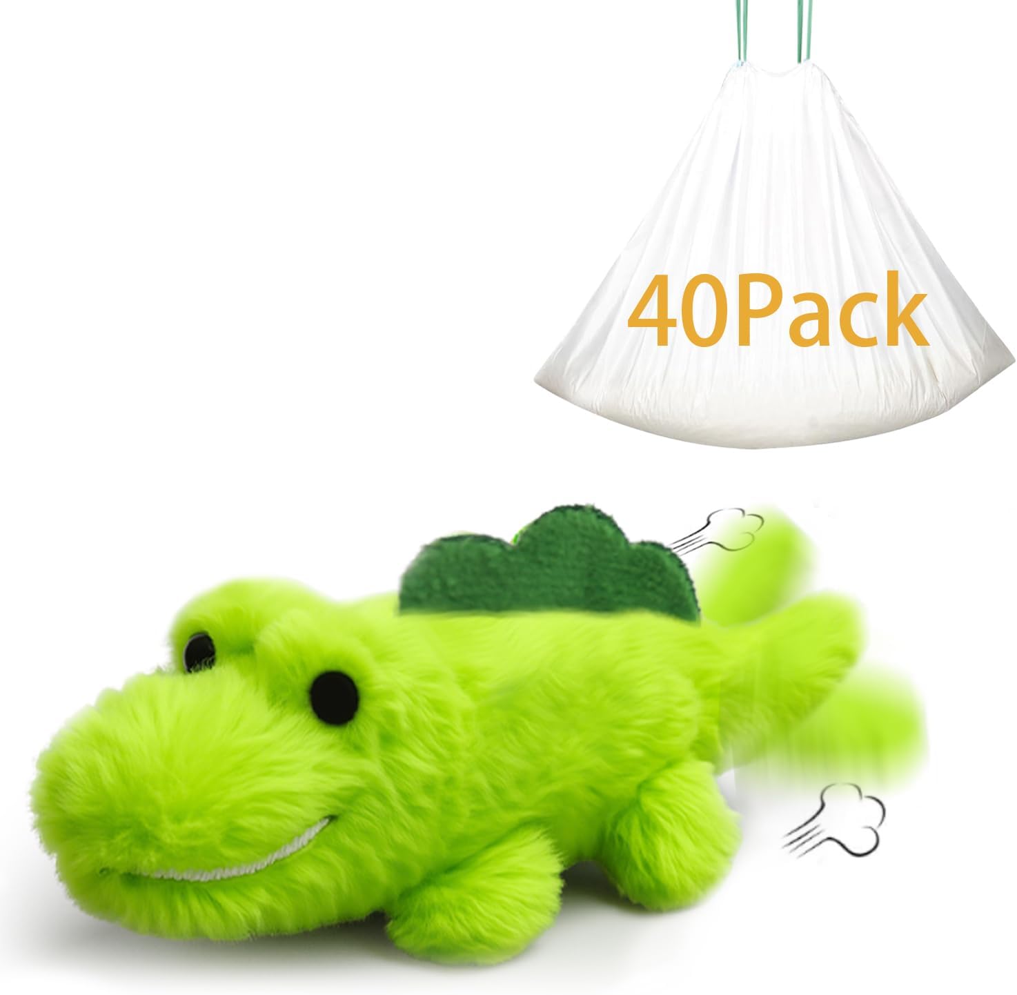 37" x 18" 40 Ct Jumbo Cat Litter Box Liners & 360° Random Movement, Tail Wagging & Catnip Stimulation - Electric Croc