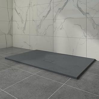 AquarissSMC Slate Effect Shower Enclosure Tray 1700x1000mm Rectangular Wetroom Shower Base Anthracite