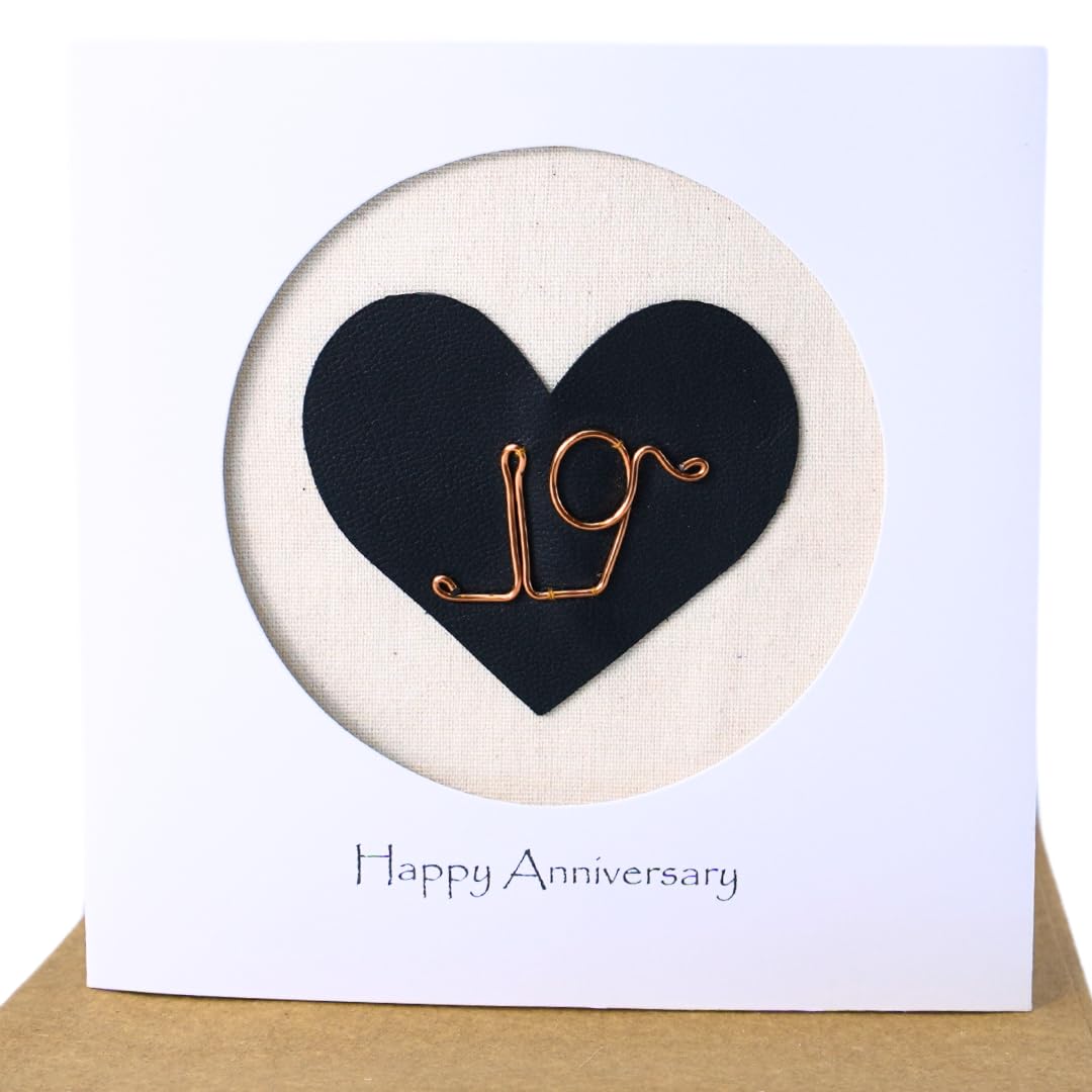 Camellia Bees 19th Anniversary Card for Wife Husband, Handmade Bronze Copper Wire Wedding Anniversary Card for Her Him Couple, 19 Year Anniversary Keepsake, Blank Inside with Envelope 5.5x5.5 (19th) — image 1