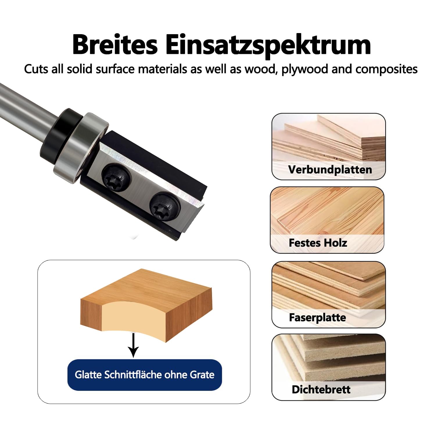 Piastre reversibili, fresa a filo 8 mm, lunghezza di taglio 30 mm, lama in metallo duro intercambiabile a 2 lati, con cuscinetto a sfera, fresa per legno, fresa a filo per lavorazione dei bordi