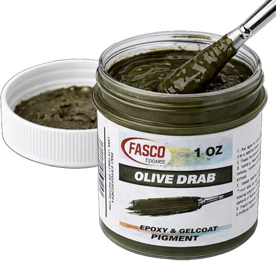Fasco Epoxies Olive Drab Pigment for Epoxy Resin & Gelcoat Concentrated Colorant - 1 oz
