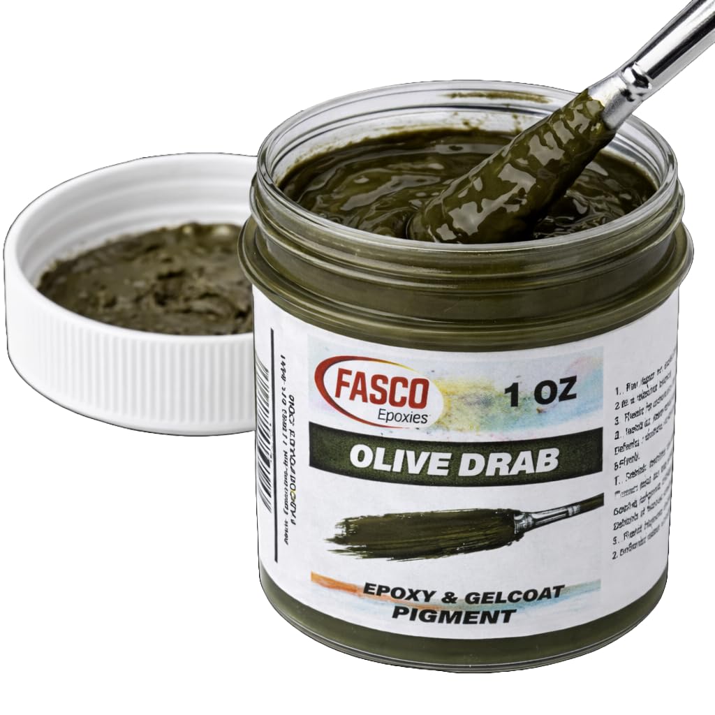 Fasco Epoxies Olive Drab Pigment for Epoxy Resin & Gelcoat – Concentrated Colorant - 1 oz