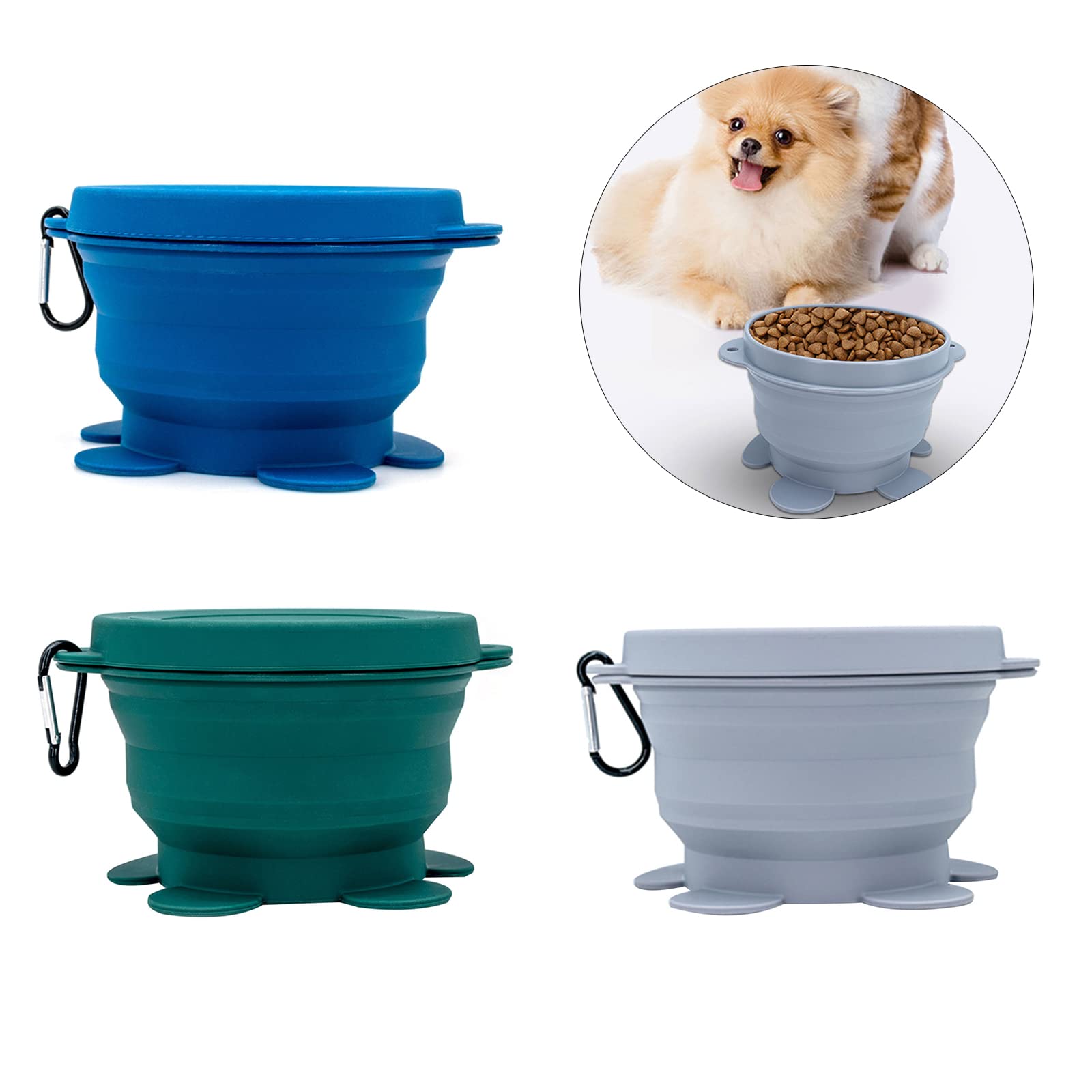 Colorful Foldable Silicone Pet Bowl Portable Pet Food Container Feeder for Outdoor Camping Dogs Accessories