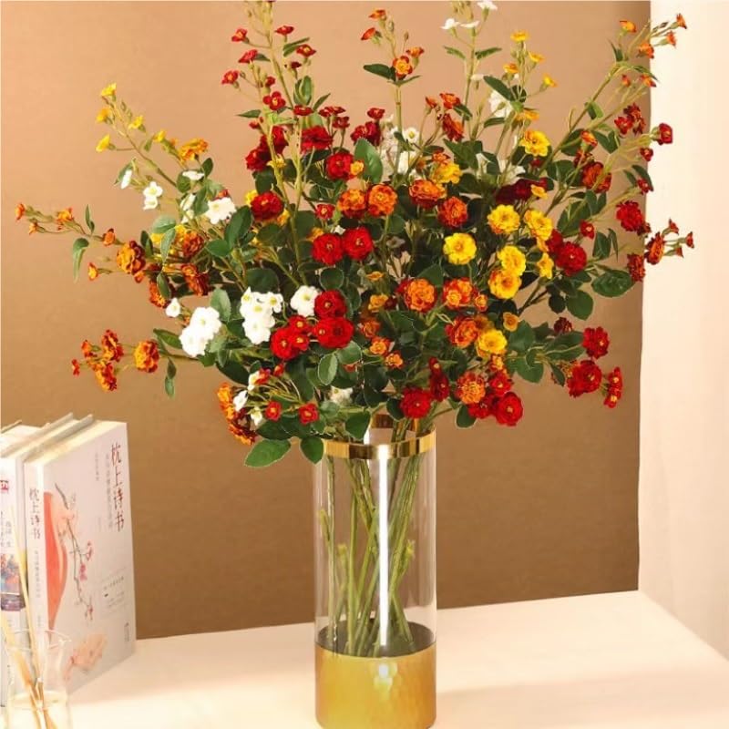Fleur Artificielle Tiges de Roses artificielles, 4 pièces, Fausses Branches de Houx avec Feuilles Vertes for couronnes, Bouquets, centres de Table