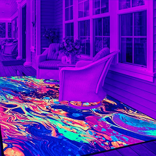 Modern Abstract Marble Area Rugs Blacklight Uv Reactive Colorful Rugs Decor For Boys Girls Kids Rugs Carpet Non-Slip Plush Rugs For Kids Playroom, Living Room, Room, Children's Roometc 60X39 In #TOP4