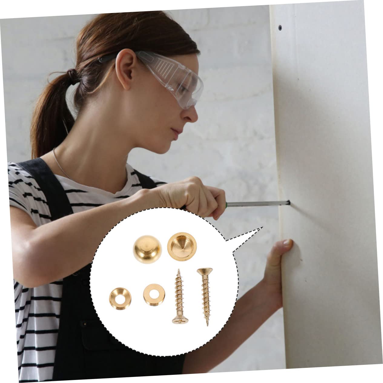 FUNOMOCYA 16 Pack of Self Flat Screw Advertising Nail Mirror Screws Decorative Caps Cover Nails Copper Nail Woodworking Screw Nail for Signs Frames