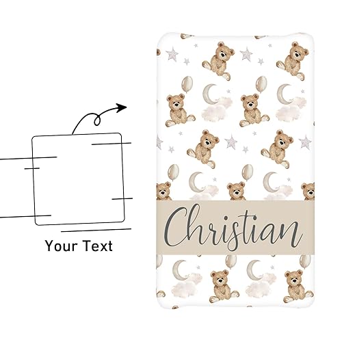 Miniatura 8 de Funda personalizada para cambiador de bebé, 2 piezas con patrón de oso, funda de almohadilla para orina de bebé, ropa de cama de guardería con