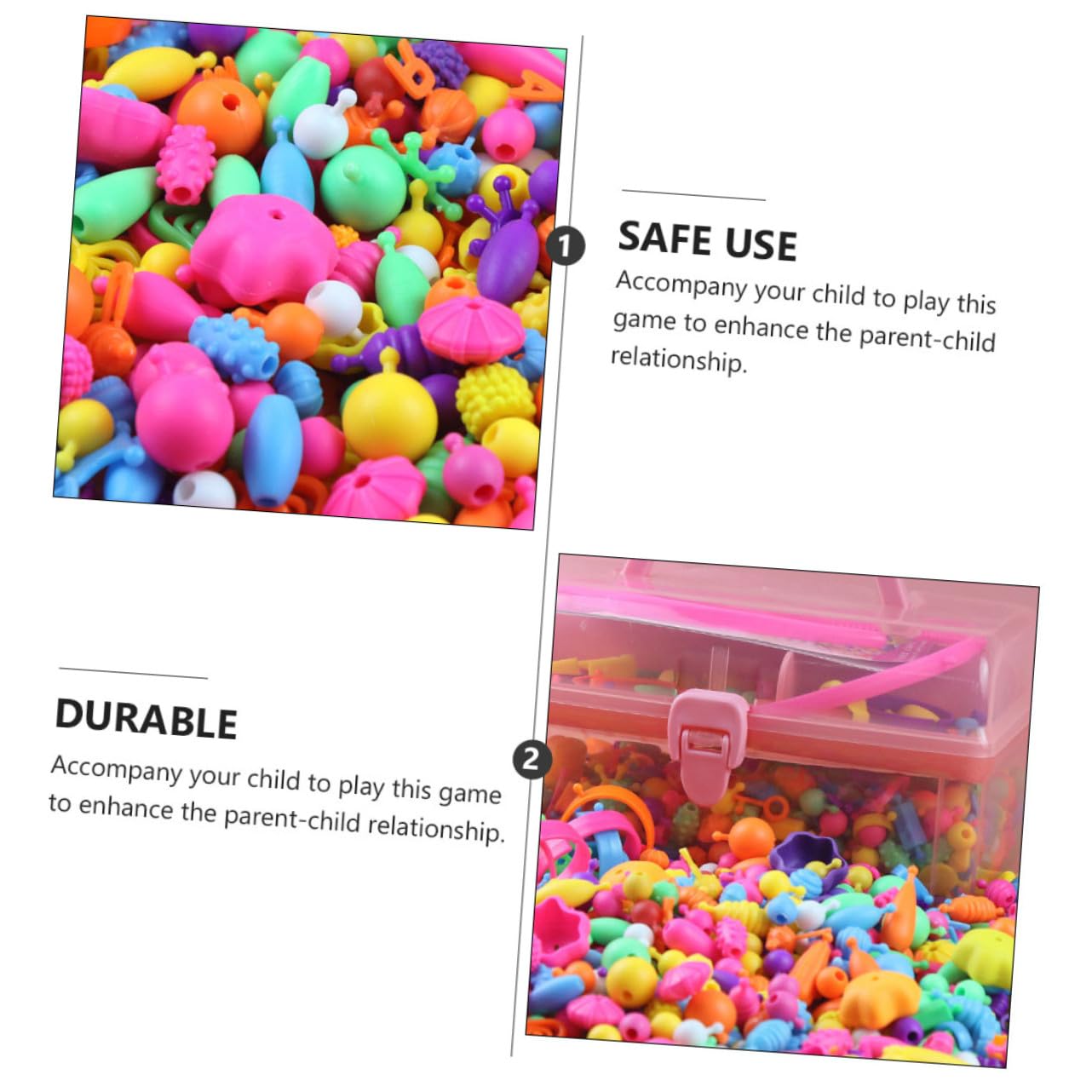 BESPORTBLE Juguete para Niños de Cuentas DIY 700 Piezas de Plástico, Incluye Caja de Almacenamiento y Álbum de Imágenes, Adecuado para Hacer Pulseras Creativas Color