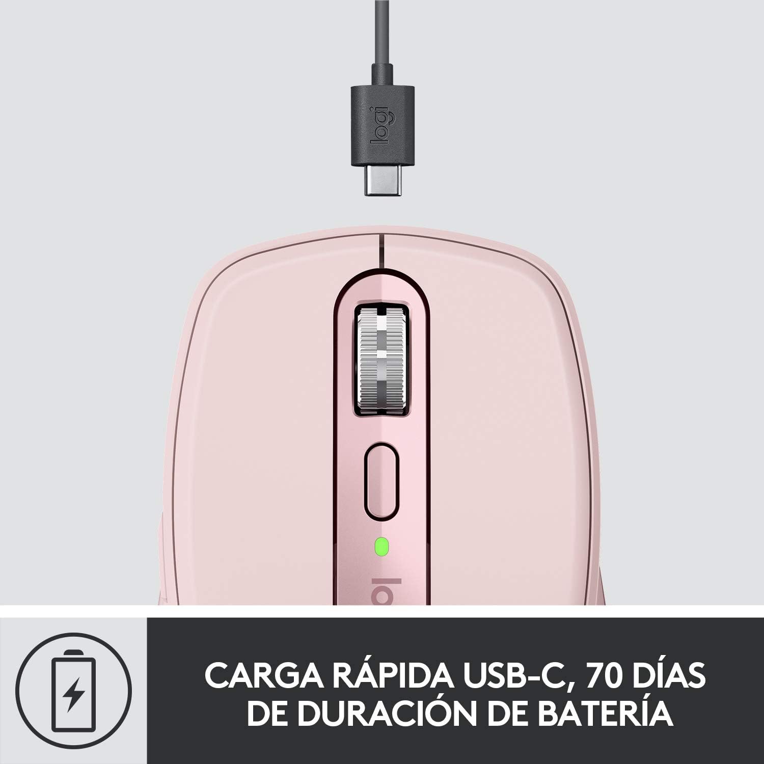 Mouse sem fio Logitech MX Anywhere 3 Compacto, Confortável, Uso em Qualquer Superfície, USB Unifying ou Bluetooth, Recarregável para Apple Mac, iPad, Windows PC, Linux, Chrome - Rosa