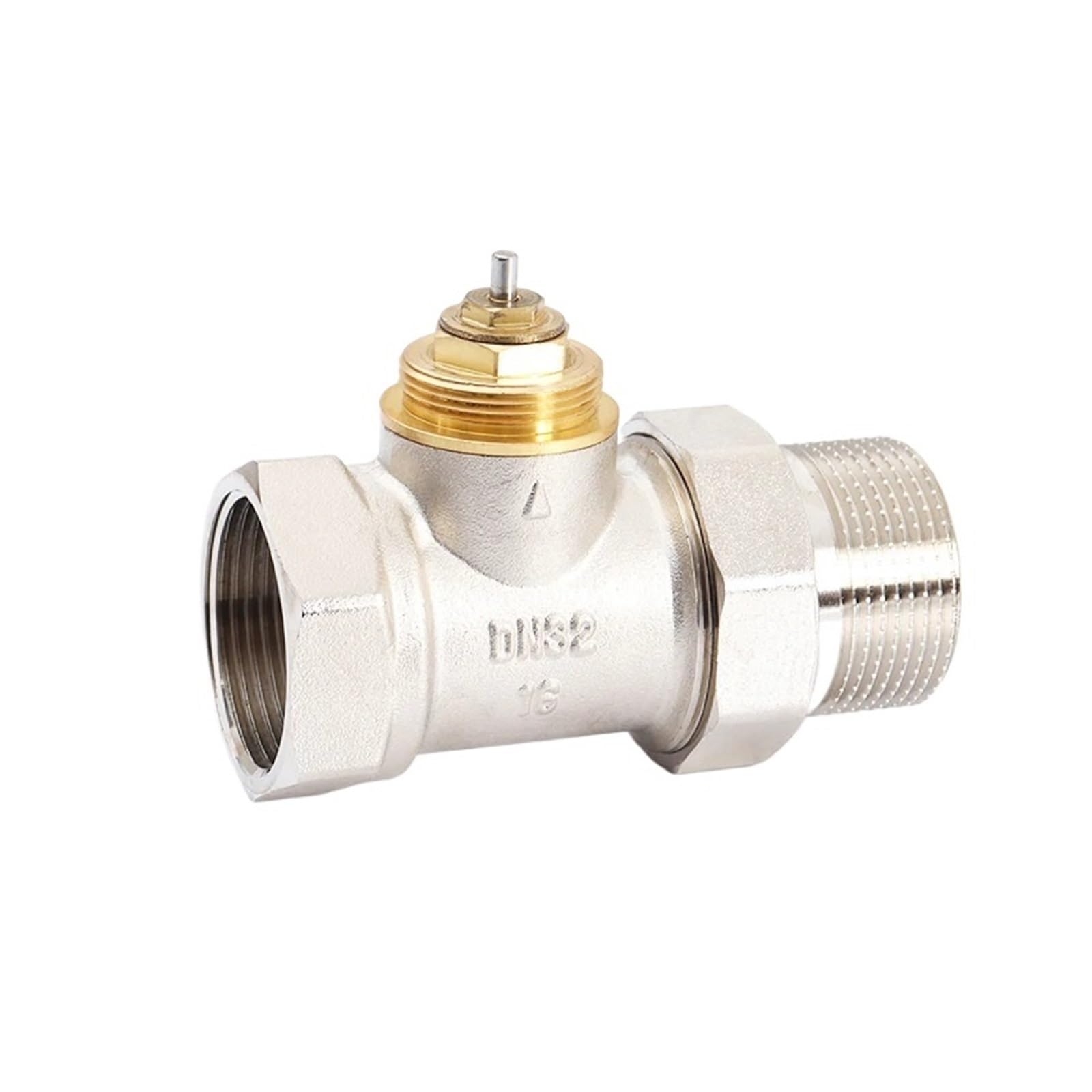 BALYDLUL Brass Straight Radiator Valve Without Thermostatic Head DN15 DN20 DN25 DN32 Temperature Controller Valve(DN32)