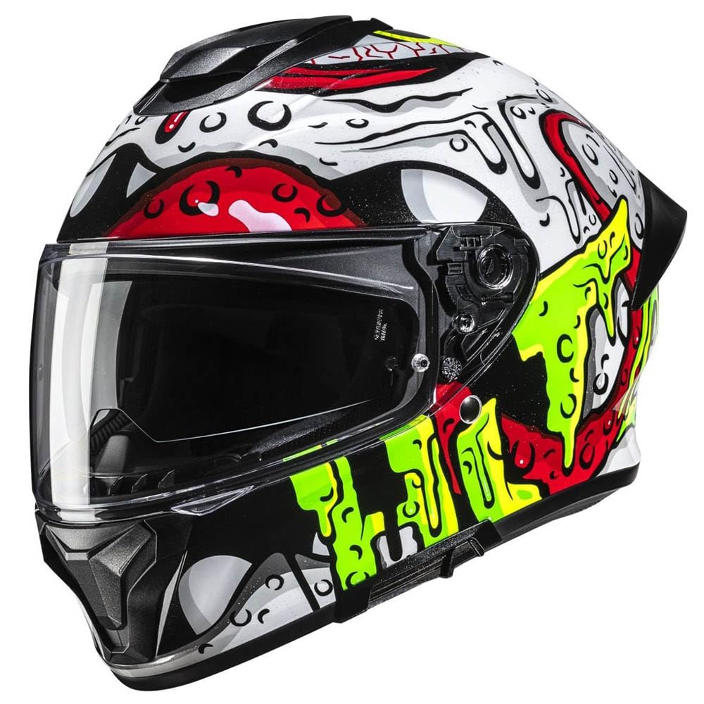 Casco de Moto Integral HJC C71 Designed Squeeze Multicolor con Visor Solar | Unisex Hombre y Mujer Homologado ECE 22.06