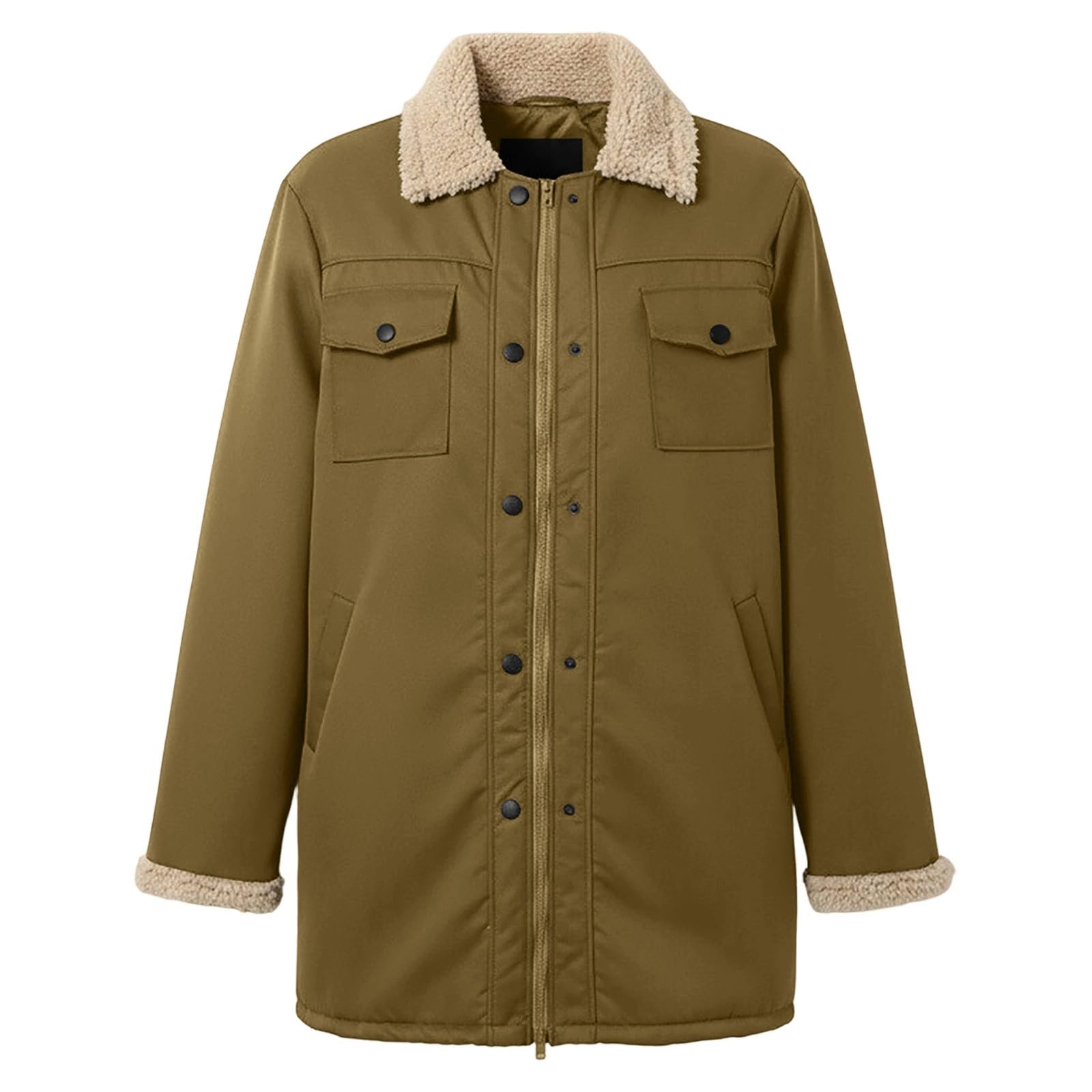 Chaqueta Hombre Invierno Cremallera Chaqueta Deportiva Hombre Cómodo Exterior Europeo Otoño Invierno De Terciopelo Liso Bolsillo Y Cierre Claro