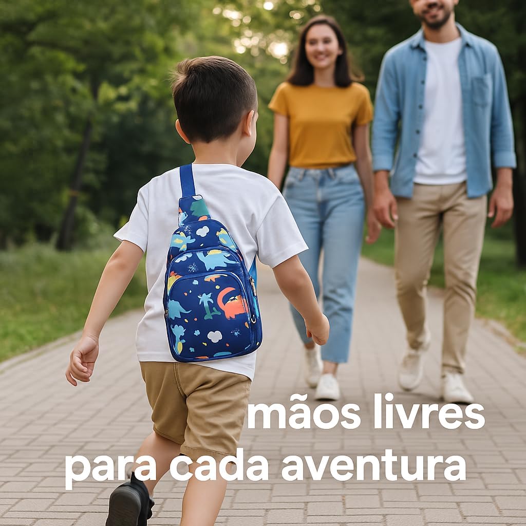Mochila Infantil Tiracolo com Estampa Dinossauro - Mini para Viagem, Escola e Passeios, Nylon Leve e Ajustável, Estampa Cartoon Dino Mochila Infantil Tiracolo com Estampa Dinossauro - Mini para Viagem, Escola e Passeios, Nylon Leve e Ajustável, Estampa Cartoon Dino