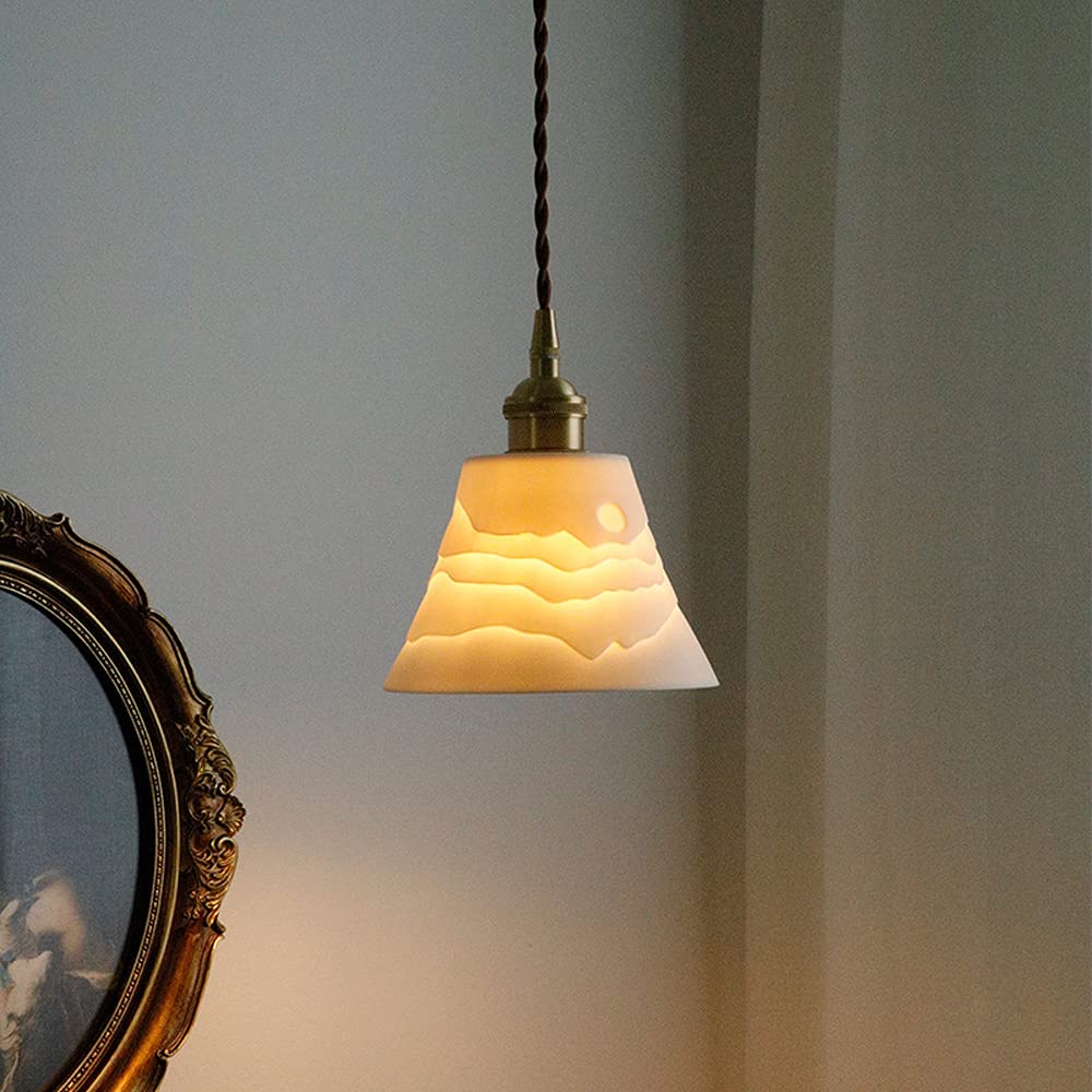 Lampadario, Lampadario Moderno Giapponese Nordico a LED, lampadario in Ceramica con Texture di Montagna, Luce di metà secolo