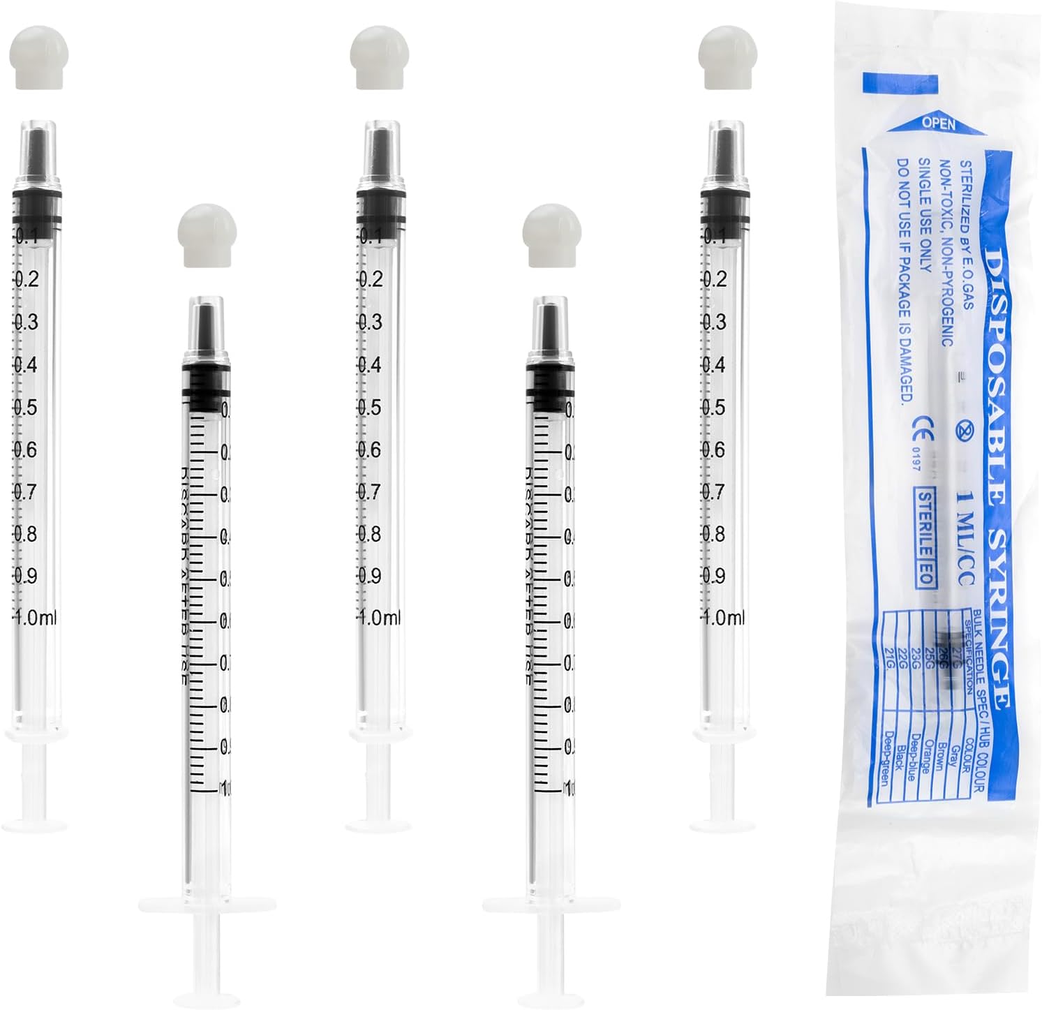 10 Pcs 1ml Colostrum Syringe with Cap, Plastic Syringes No Needle Sterile Harvesting ,Individually Sealed For Lab Dispensing Liquid Measuring Watering Pet Feeding