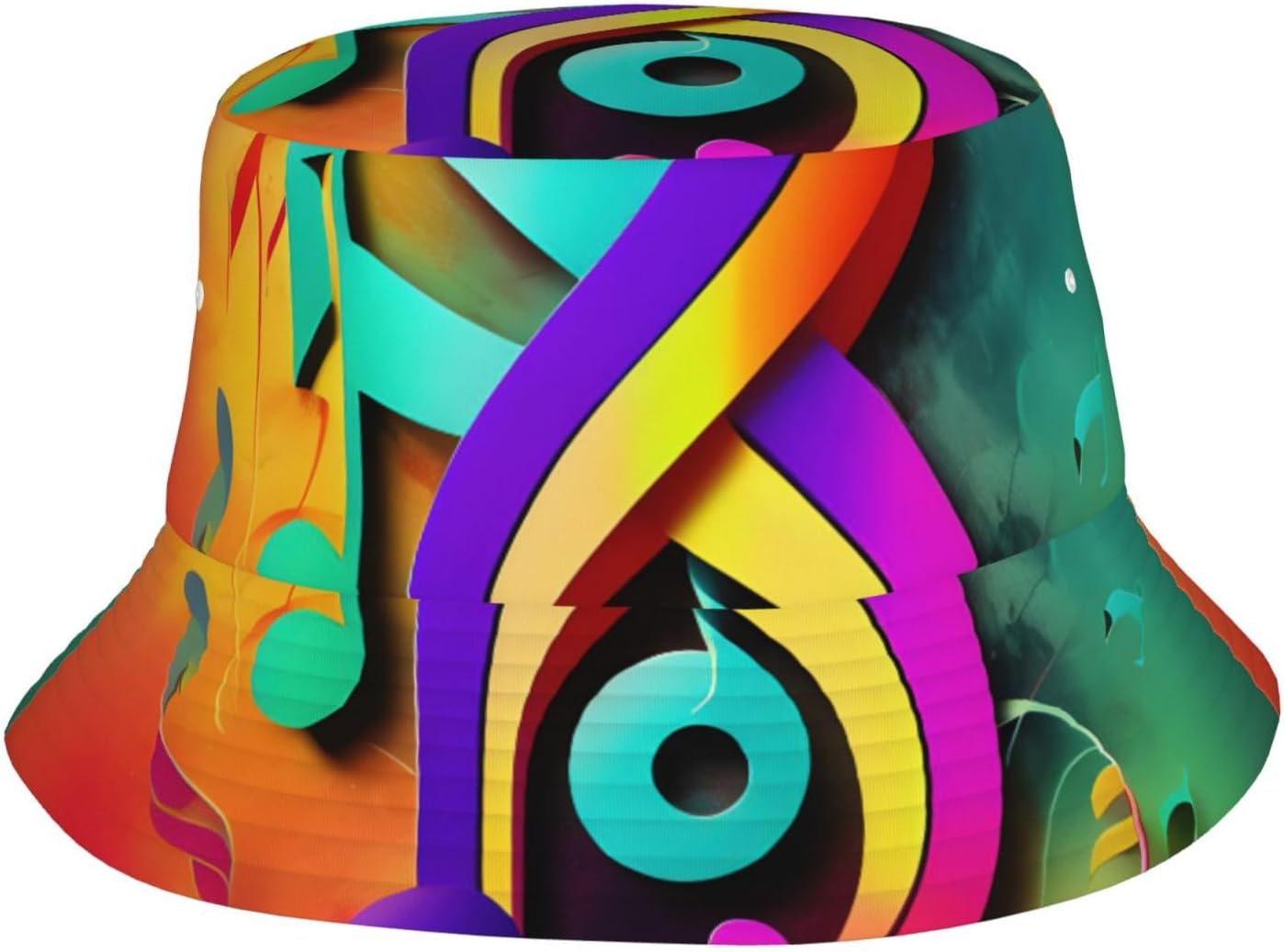 Colorful Musical Notes Print Sun Hat Outdoor Fisherman Cap Summer Bucket Hat Beach for Men Women
