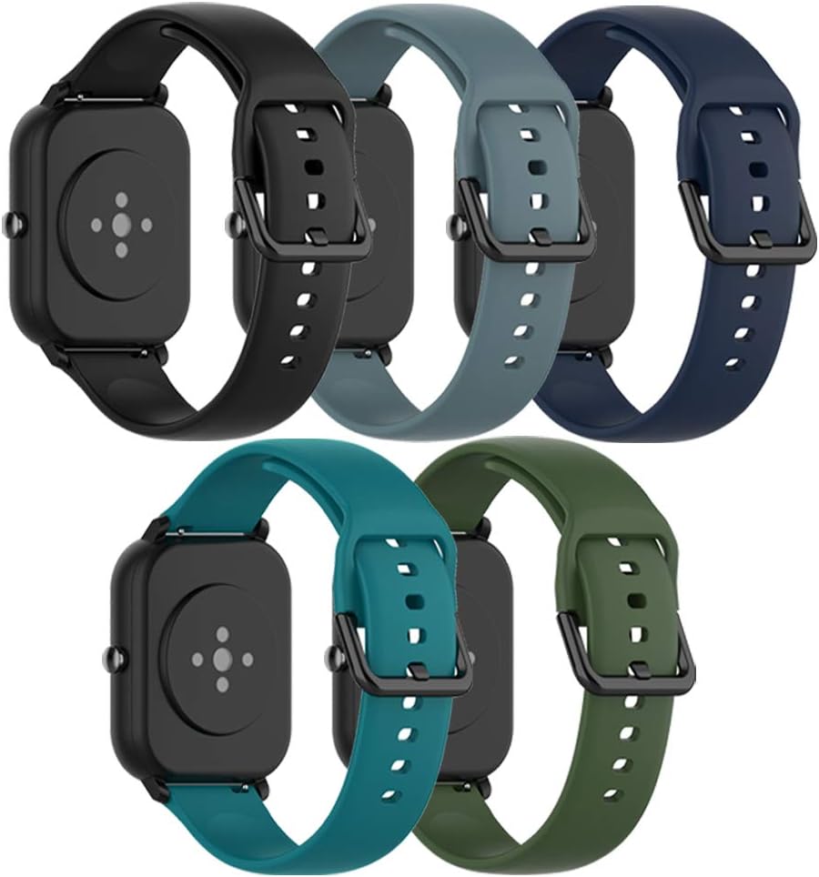 QGHXO Band Replacement for Amazfit GTS, Soft Silicone Band Replacement for Amazfit GTS/GTS 2/ GTS 2e/ GTS 2 Mini/Bip/Bip Lite/Bip S/Bip U/GTR 42mm Smart Watch (No Tracker, Replacement Bands Only)