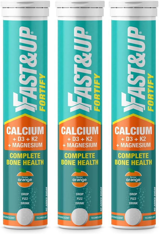Fortify (60 Effervescent Tablets) - Calcium with Essential Vitamin D3 for Complete Health Support - Vitamin D3, Calcium & Magnesium Combination for Better Absorption- Orange Flavour