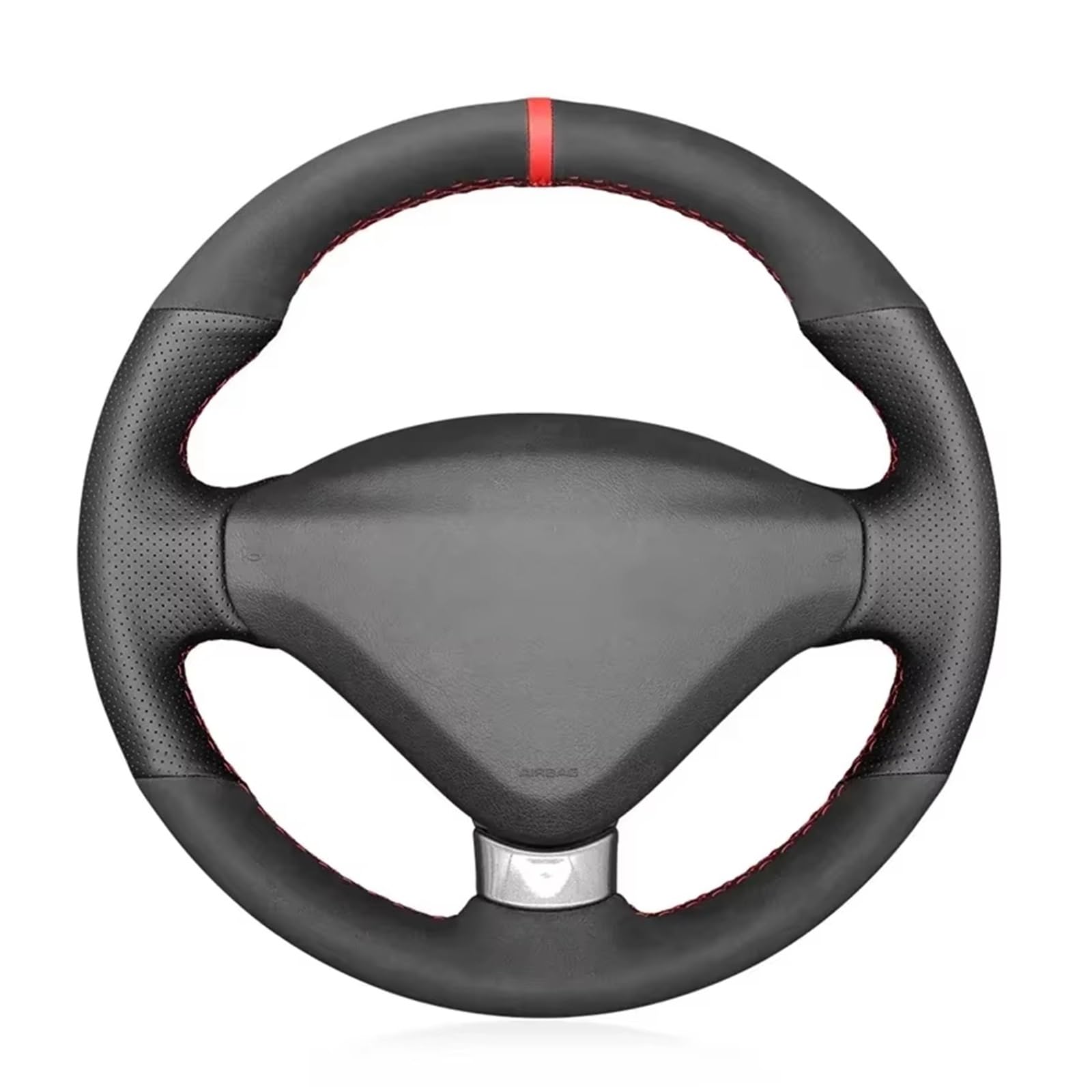 Cubierta Volante Fundas Volante Para Peugeot 207 Para CC 2012 2013 2014 Funda Volante Coche Cuero Gamuza Artificial Negro(Yellow Marker)